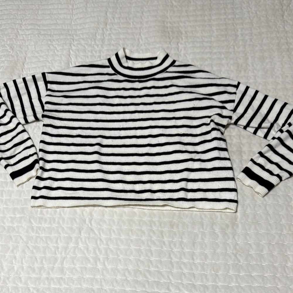 Striped Black and White Women's crop Sweater